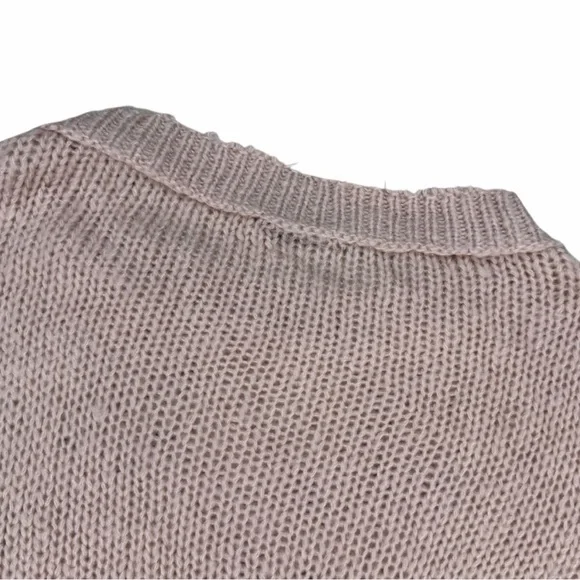 Wooden Ships Women's Oliver Distressed Crew Chunky Sweater In Pink Conch S/M - Picture 8 of 9